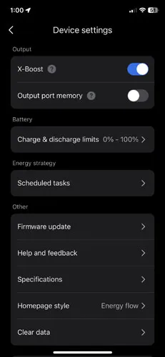 Device settings