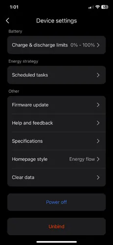 Device settings