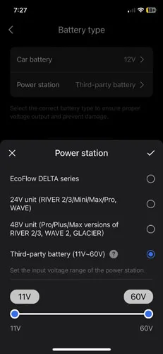 Screenshot of EcoFlow app